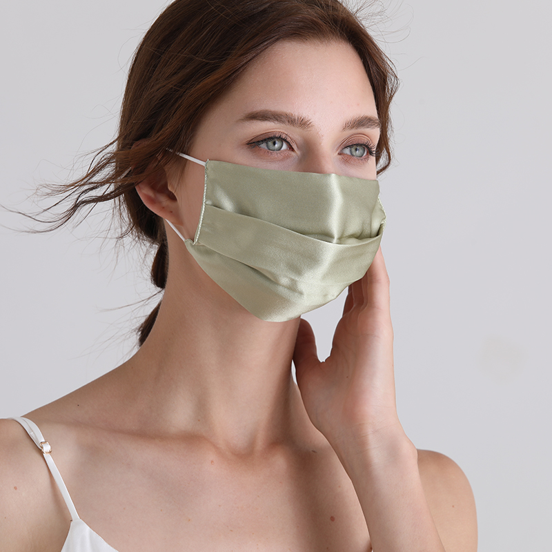 Anti Allergy 22MM  Mulberry Silk Flat Mask with Pleats