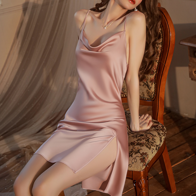 Sexy Suspenders Backless Summer Silk Pajamas